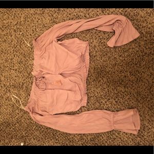 Off the shoulder long sleeve crop top